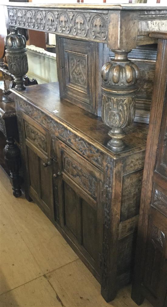 Carved oak court cupboard